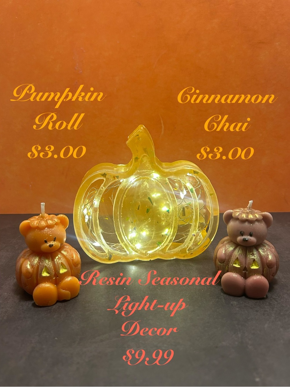 Illuminated Orange Resin Pumpkin Accent with LED Lights
